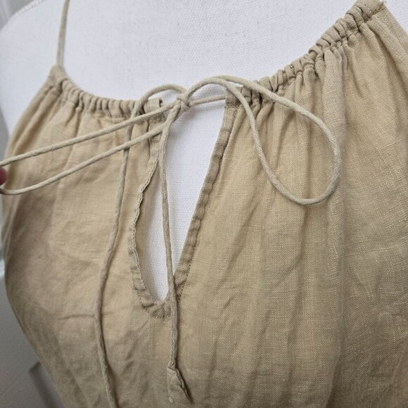J. Crew Mini Dress Womens Small Halter Sleeveless Tan Linen Drop Waist Coastal - Picture 12 of 13